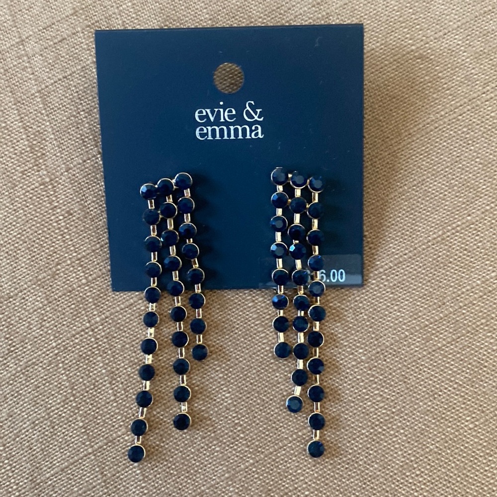 Evie & Emma Navy Drop Earrings NWT